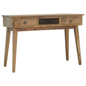 Mango Wood Writing Desk | Twin Drawers | Shell Pull Handles