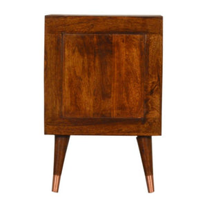 Manila Copper Bedside Table | Solid Mango Wood | Chestnut & Copper Finish | 2 Drawers
