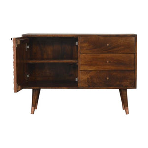 Manila Copper Sideboard | Solid Mango Wood | Chestnut & Copper Finish | 1 Door & 3 Drawers