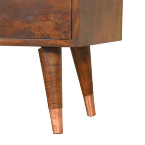Manila Copper Sideboard | Solid Mango Wood | Chestnut & Copper Finish | 1 Door & 3 Drawers
