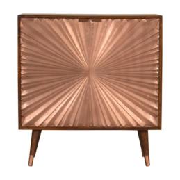 Manila Copper Storage Cabinet | Solid Mango Wood | Chestnut & Copper Finish | 2 Doors