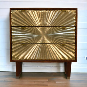 Manila Gold Chest of Drawers | Solid Mango Wood | Brass Fronts | Tapered Legs