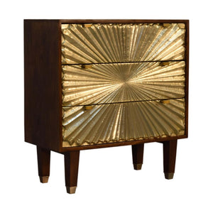 Manila Gold Chest of Drawers | Solid Mango Wood | Brass Fronts | Tapered Legs