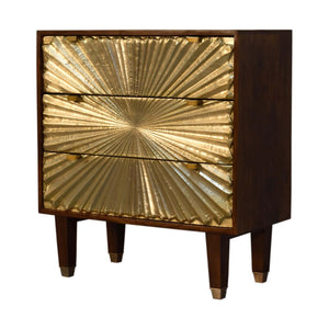 Manila Gold Chest of Drawers | Solid Mango Wood | Brass Fronts | Tapered Legs