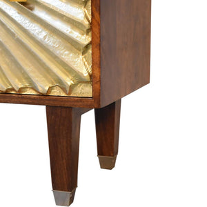Manila Gold Chest of Drawers | Solid Mango Wood | Brass Fronts | Tapered Legs