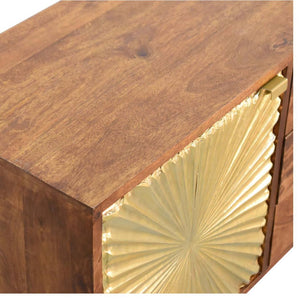 Manila Gold Sideboard | Solid Mango Wood | Brass Cabinet | 3 Drawers