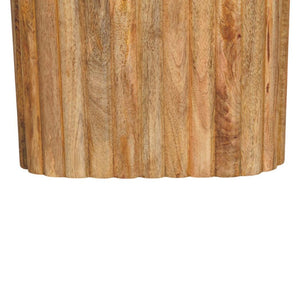 Marble Side Table | Solid Mango Wood | Oak-ish Finish | Stone Top