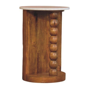 Marble Top Spindle Side Table | Sculptural Accent Table