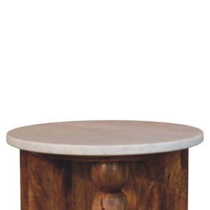 Marble Top Spindle Side Table | Sculptural Accent Table