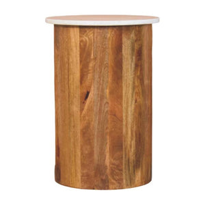 Marble Top Spindle Side Table | Sculptural Accent Table