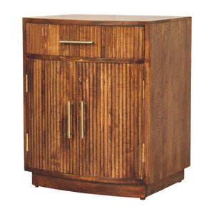 Milan Fluted Bedside Cabinet | Ribbed Timber Nightstand with Storage