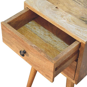 Mini 2 Drawer Bedside Table | Solid Mango Wood | Oak-Inspired Finish | Compact Nightstand