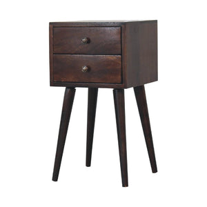Mini 2-Drawer Bedside Table | Walnut Finish | Compact Storage