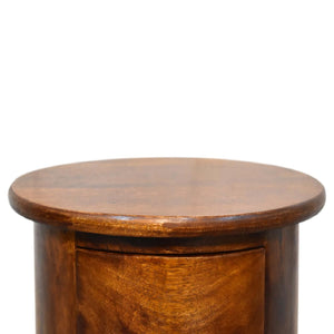 Mini 2 Drawer Drum Chest | Chestnut Finish | Rounded Bedroom Storage