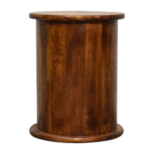Mini 2 Drawer Drum Chest | Chestnut Finish | Rounded Bedroom Storage
