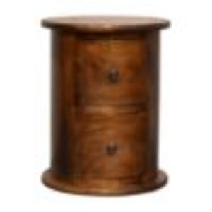 Mini 2 Drawer Drum Chest | Chestnut Finish | Rounded Bedroom Storage