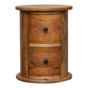 Mini 2 Drawer Drum Chest | Rounded Design | Compact Bedroom Storage