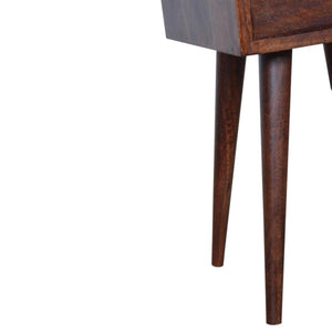 Mini Bedside Table | Solid Mango Wood | Cherry Finish | Compact Bedroom Storage