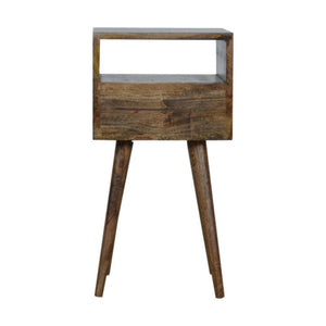 Mini Bedside Table | Solid Mango Wood | Grey Wash Finish | Compact Bedroom Storage