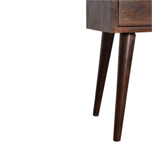 Mini Bedside Table | Solid Mango Wood | Walnut Finish | Compact Bedroom Storage