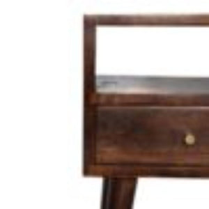 Mini Bedside Table | Solid Mango Wood | Walnut Finish | Compact Bedroom Storage