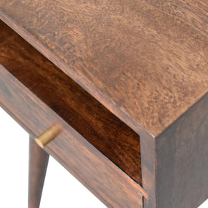 Mini Bedside Table | Solid Mango Wood | Walnut Finish | Compact Bedroom Storage