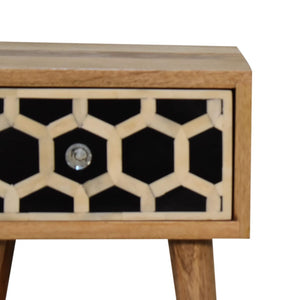 Mini Bone Inlay Bedside Table | Handcrafted Pattern | Compact Bedroom Storage