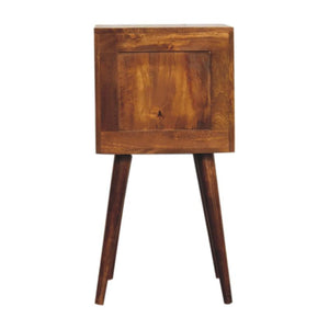 Mini Chestnut Cube Bedside Table | Solid Mango Wood | 2 Drawer