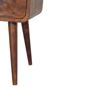 Mini Chestnut Curve Open Bedside | Solid Mango Wood | Open Shelf