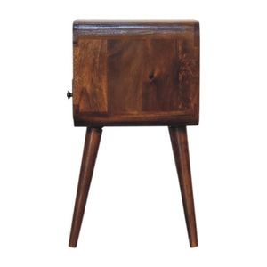 Mini Chestnut Curve Open Bedside | Solid Mango Wood | Open Shelf