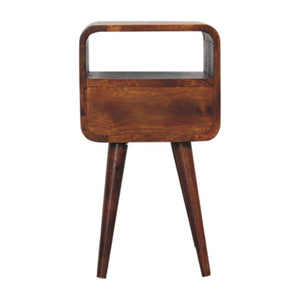 Mini Chestnut Curve Open Bedside | Solid Mango Wood | Open Shelf