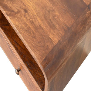 Mini Chestnut Curved Media Unit | Solid Mango Wood | 2 Drawer TV Stand
