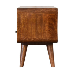 Mini Chestnut Curved Media Unit | Solid Mango Wood | 2 Drawer TV Stand