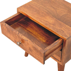 Mini Chestnut Modern Bedside Table | Solid Mango Wood | Chestnut Finish | 2 Drawer Nightstand