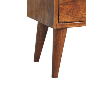 Mini Chestnut Modern Bedside Table | Solid Mango Wood | Chestnut Finish | 2 Drawer Nightstand
