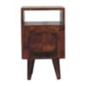 Mini Classic Bedside Table | Solid Mango Wood | California Walnut Finish | 2 Drawer Nightstand with Open Shelf