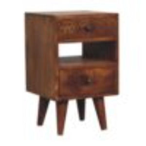 Mini Classic Multi Bedside Table | Chestnut Finish | Compact Storage