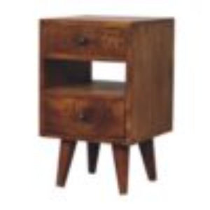 Mini Classic Multi Bedside Table | Chestnut Finish | Compact Storage