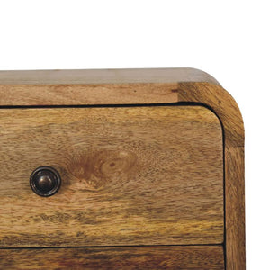 Mini Curve Oak-ish Floating Bedside | Solid Mango Wood | Wall Mounted