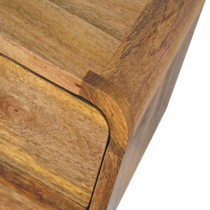 Mini Curve Oak-ish Floating Bedside | Solid Mango Wood | Wall Mounted
