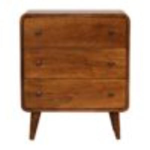 Mini Curved Chest | Chestnut Finish | Compact Rounded Storage