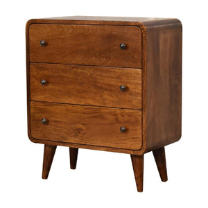 Mini Curved Chest | Chestnut Finish | Compact Rounded Storage