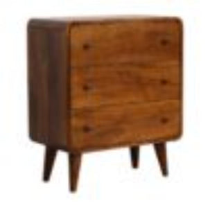 Mini Curved Chest | Chestnut Finish | Compact Rounded Storage
