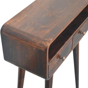 Mini Curved Console | Solid Mango Wood | California Walnut Finish