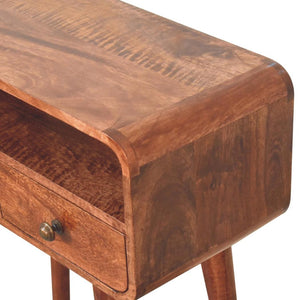 Mini Curved Console | Solid Mango Wood | Honey Caramel Finish