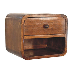 Mini Curved Floating Bedside | Wall-Mounted Design | Space-Saving Storage