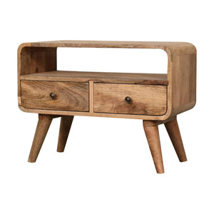 Mini Curved Media Unit | Oak-Inspired Finish | Compact TV Storage