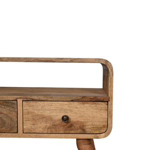 Mini Curved Media Unit | Oak-Inspired Finish | Compact TV Storage