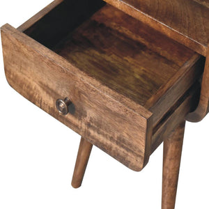 Mini Curved Open Bedside Table | Grey Wash Finish | Open Shelf Storage