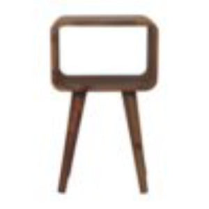 Mini Curved Open Bedside Table | Rounded Design | Compact Bedroom Storage